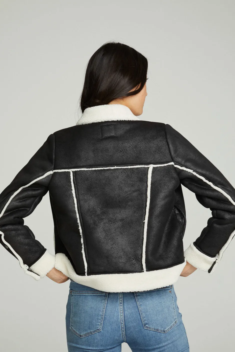 Women Chaser Brand Shearling Trucker Jacket