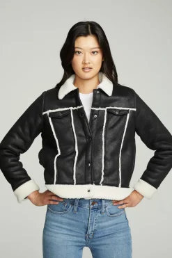 Women Chaser Brand Shearling Trucker Jacket