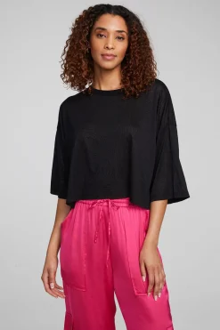 Women Chaser Brand Shine Shadow Black Tee