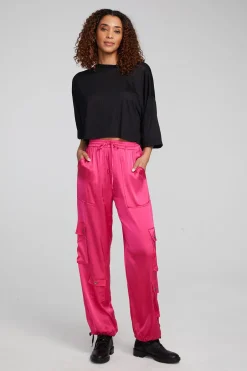 Women Chaser Brand Shine Shadow Black Tee