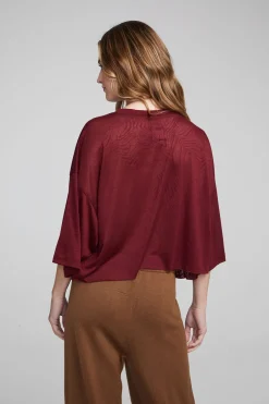 Women Chaser Brand Shine Wine Red Tee