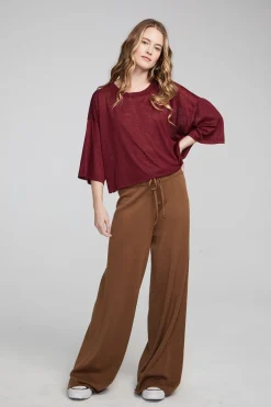 Women Chaser Brand Shine Wine Red Tee