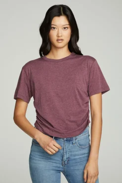 Women Chaser Brand Short Sleeve Crew Neck Shirred Side Tee