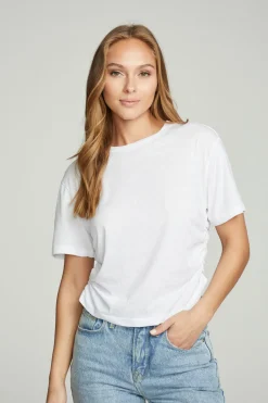 Women Chaser Brand Short Sleeve Crew Neck Shirred Side Tee