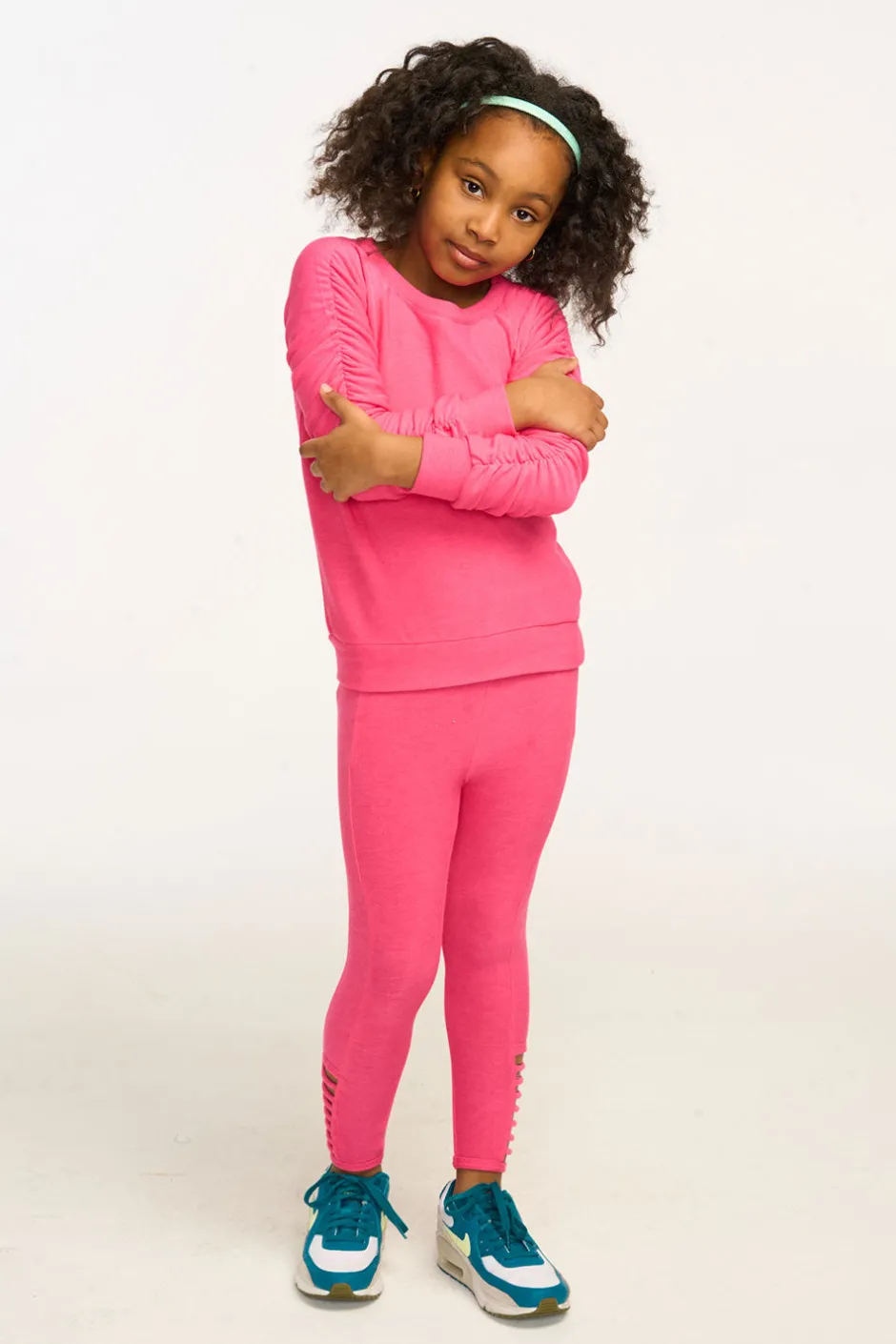 Kids Chaser Brand Side Detail Flamingo Pink Leggings