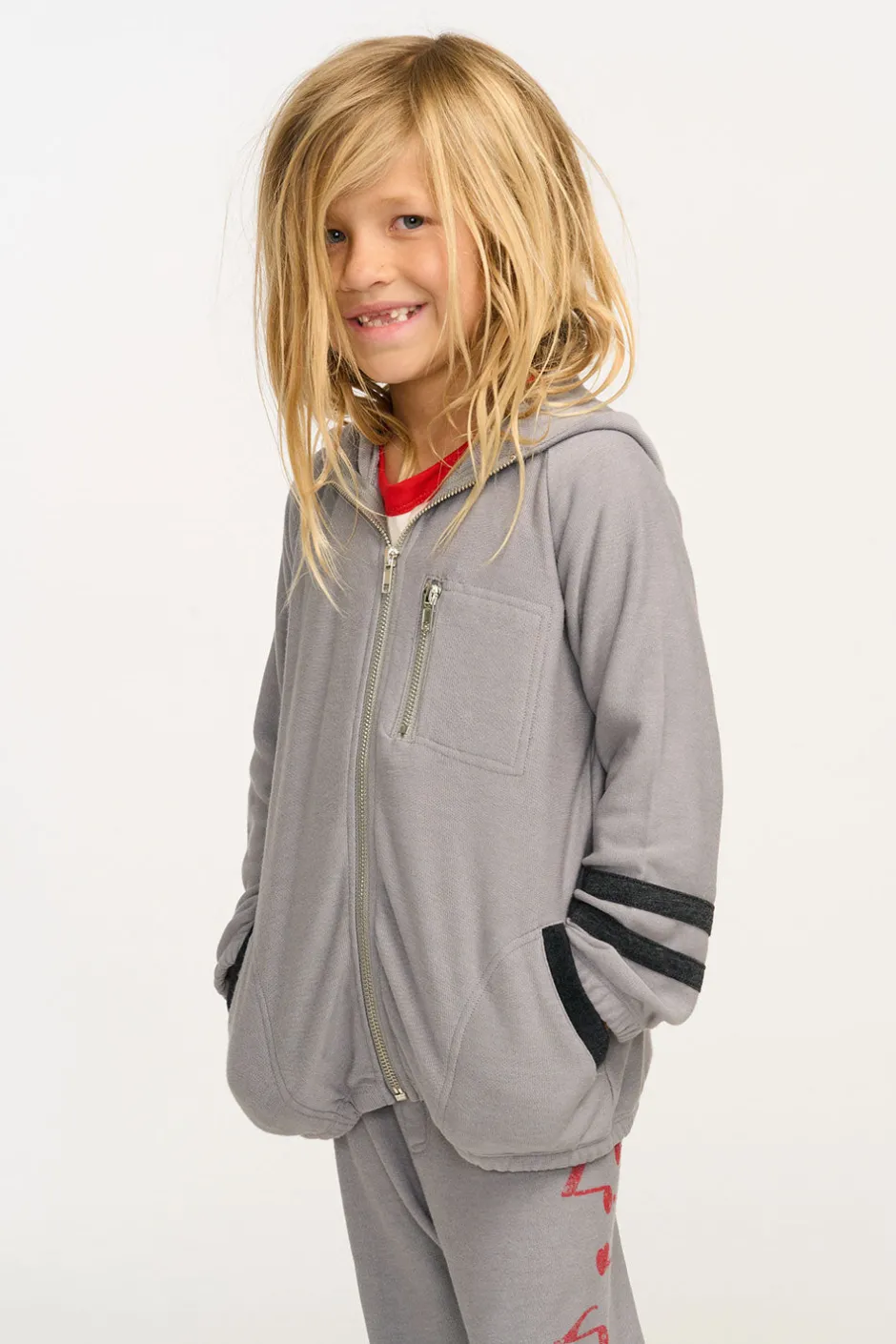 Kids/BOY Chaser Brand Silver Gray Zip Up Hoodie
