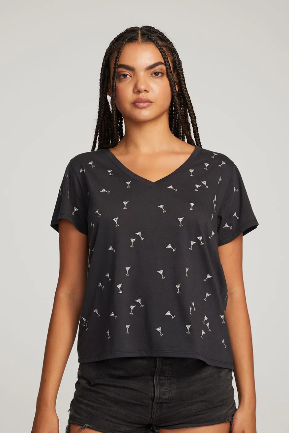Women Chaser Brand Silver Martinis Tee
