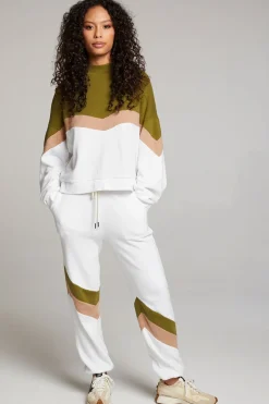 Women Chaser Brand Skull Sand Color Block Joggers