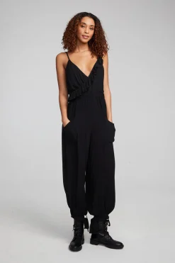 Women Chaser Brand Slash Shadow Black Jumpsuit