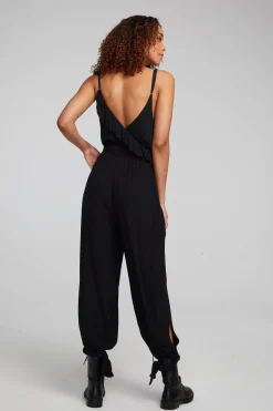 Women Chaser Brand Slash Shadow Black Jumpsuit