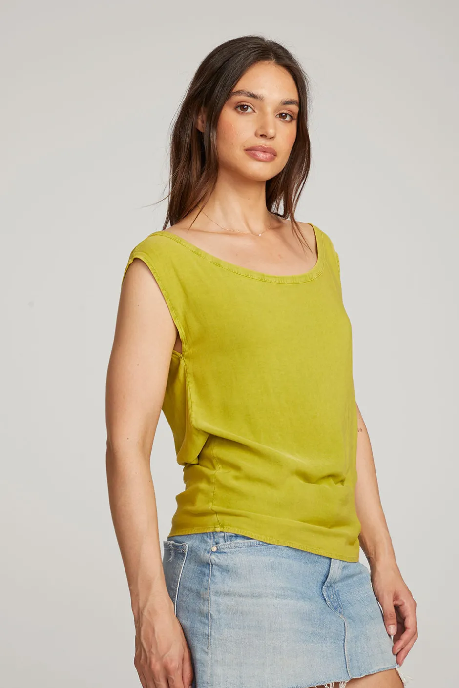 Women Chaser Brand Sleeveless Citron Dolman Tee