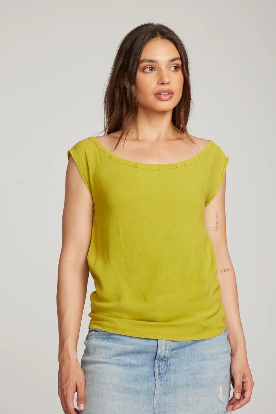 Women Chaser Brand Sleeveless Citron Dolman Tee