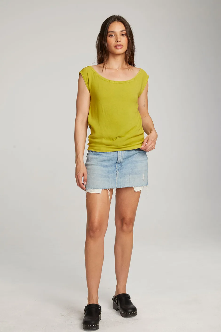 Women Chaser Brand Sleeveless Citron Dolman Tee