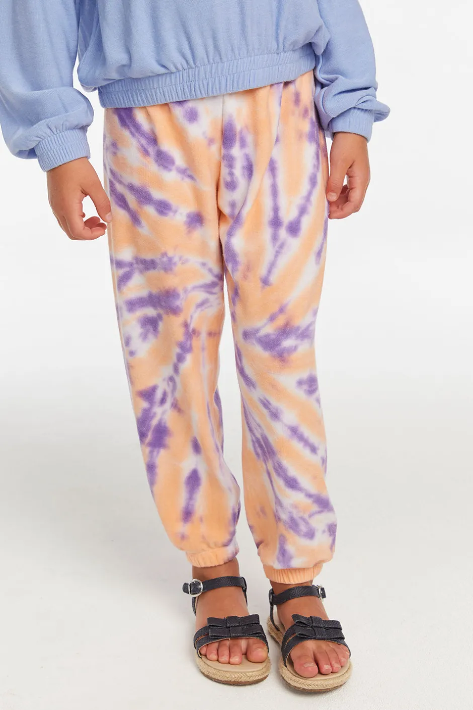 Kids Chaser Brand Slim Peach Lavender Tie Dye Girls Slouchy Pant