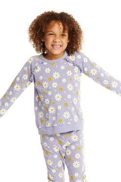 Kids Chaser Brand Smiley Daisies Long Sleeve Ruffle Top