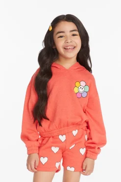 Kids Chaser Brand Smiley Flower & Hearts Girls Pullover Hoodie