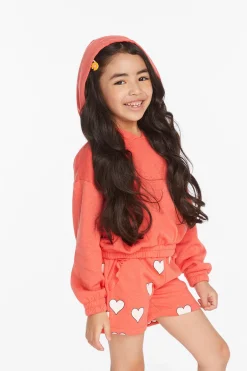 Kids Chaser Brand Smiley Flower & Hearts Girls Pullover Hoodie