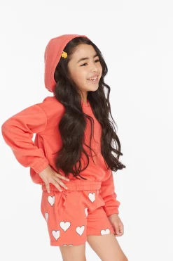 Kids Chaser Brand Smiley Flower & Hearts Girls Pullover Hoodie