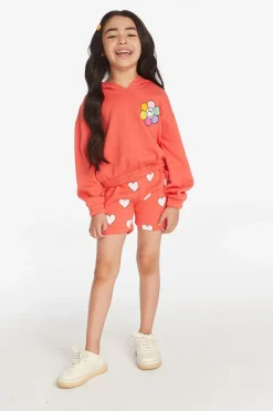 Kids Chaser Brand Smiley Flower & Hearts Girls Pullover Hoodie