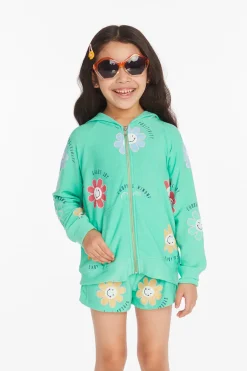 Kids Chaser Brand Smiley Flower Girls Zip-up Hoodie
