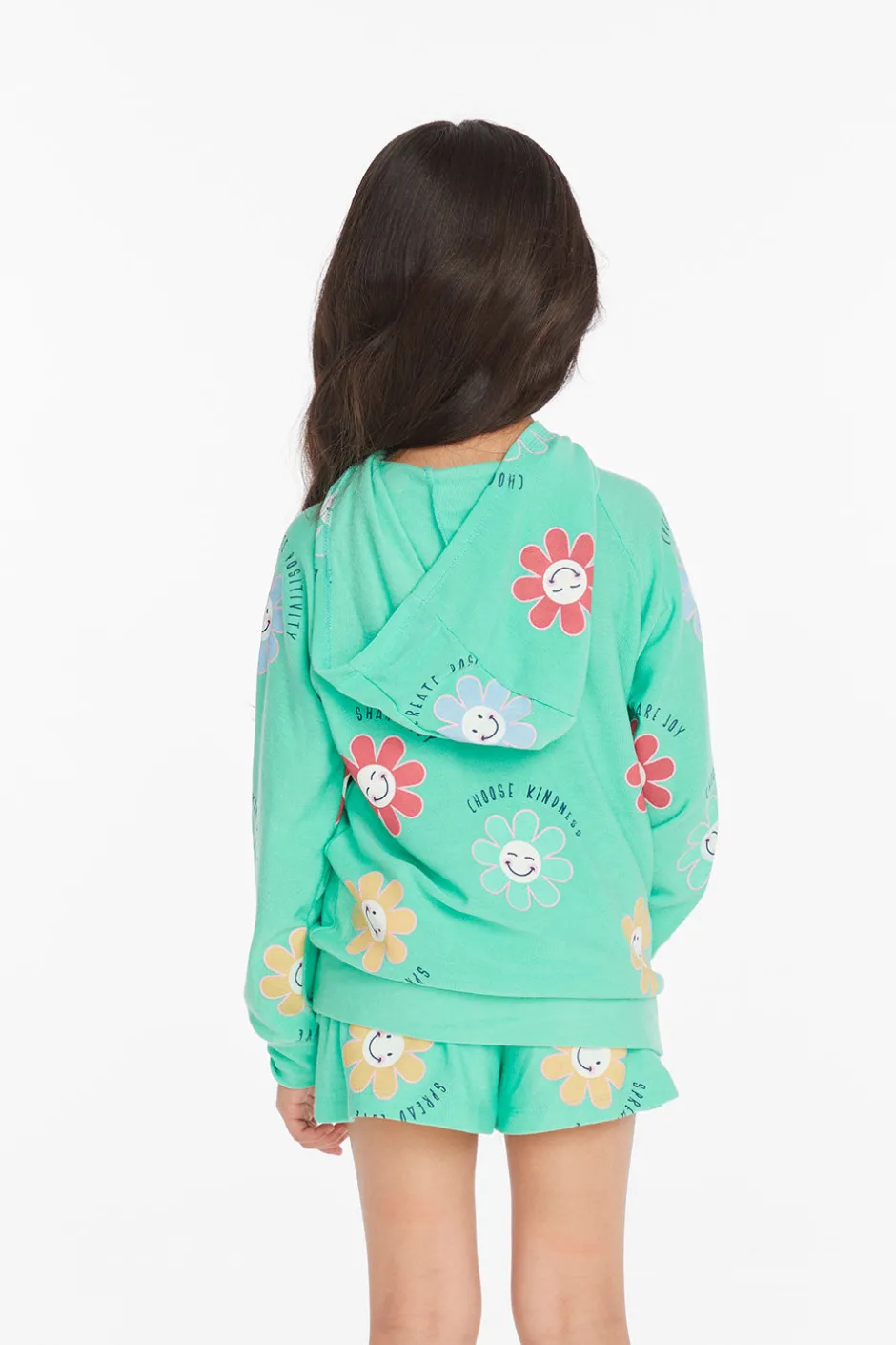Kids Chaser Brand Smiley Flower Girls Zip-up Hoodie