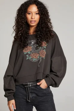 Women Chaser Brand Snake & Roses Pullover