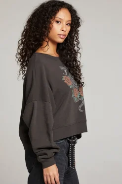 Women Chaser Brand Snake & Roses Pullover