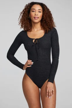 Women Chaser Brand Spelly Shadow Black Bodysuit