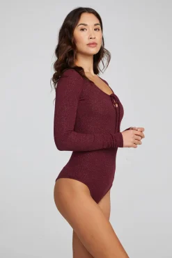 Women Chaser Brand Spelly Wine Red Bodysuit