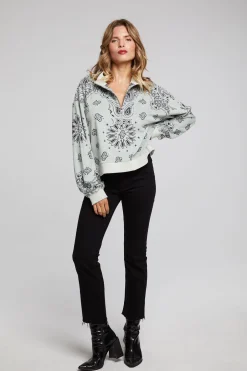 Women Chaser Brand Stella Matcha Half Zip Pullover
