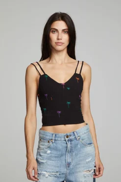 Women Chaser Brand Strand Crop Top - Black Onyx
