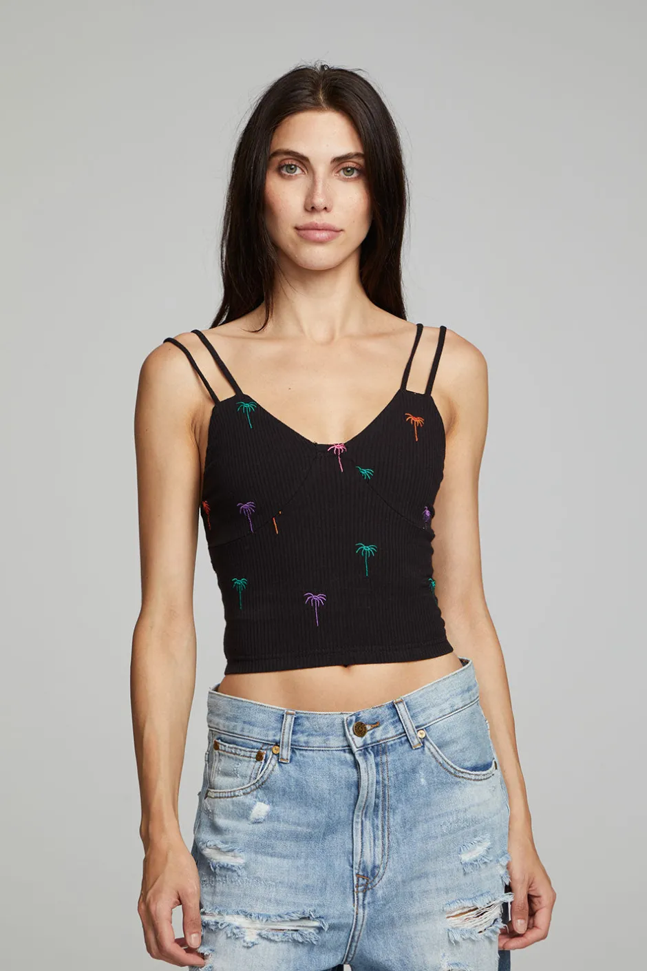 Women Chaser Brand Strand Crop Top - Black Onyx