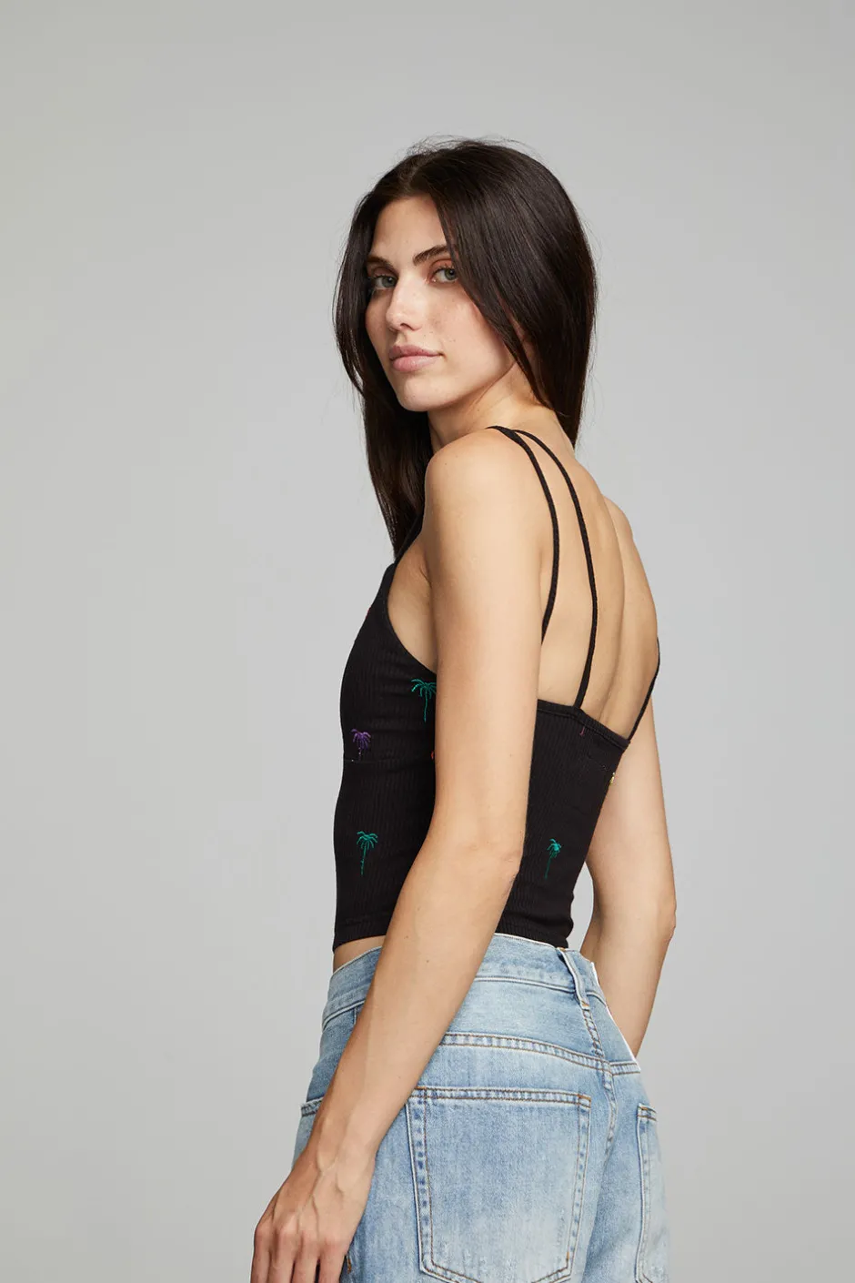 Women Chaser Brand Strand Crop Top - Black Onyx