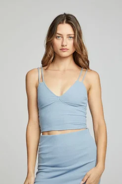 Women Chaser Brand Strand Crop Top - Faded Denim