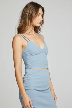 Women Chaser Brand Strand Crop Top - Faded Denim