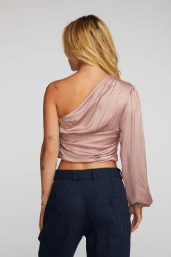 Women Chaser Brand Stretch Silky Woven Cold Shoulder Blouse