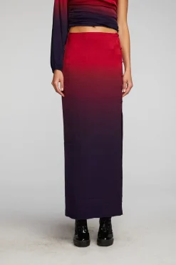 Women Chaser Brand Stretch Silky Woven Midi Skirt