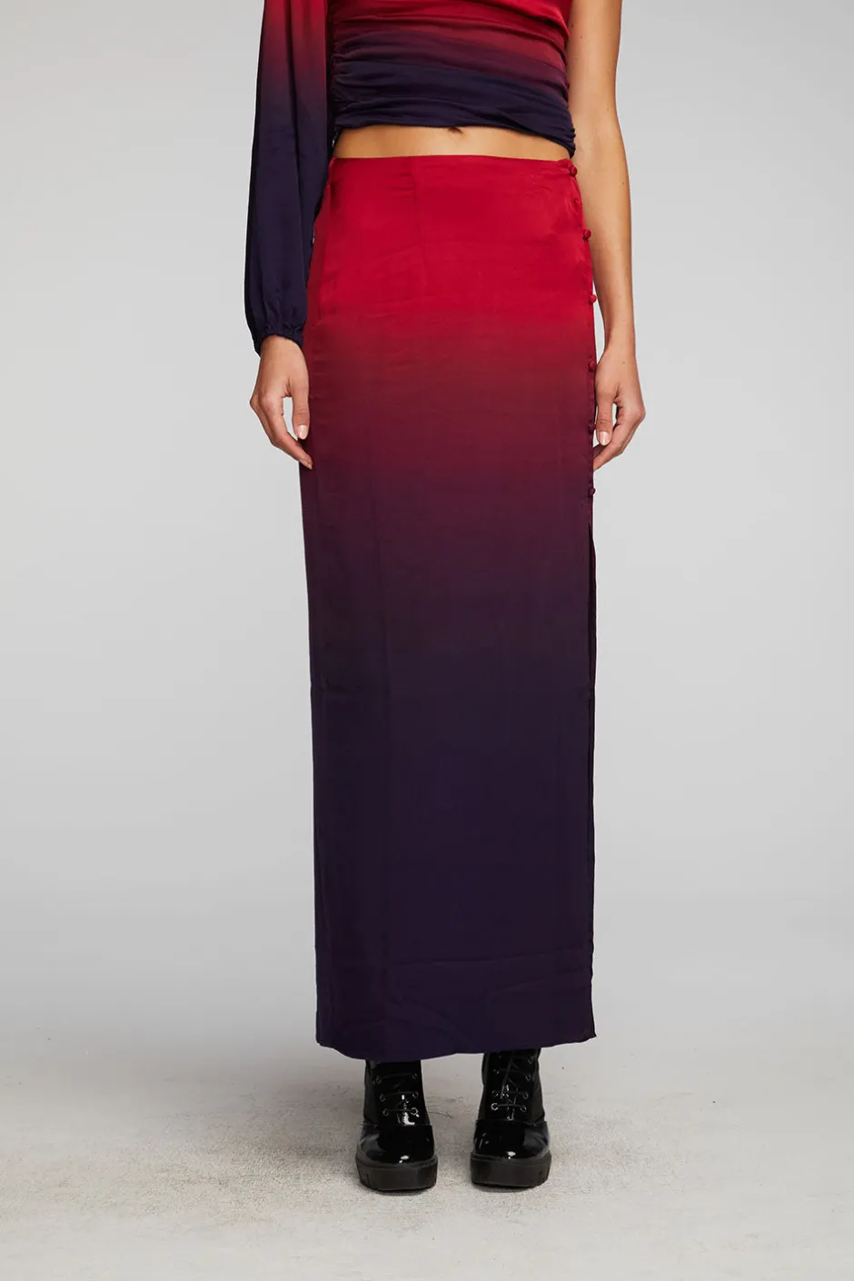 Women Chaser Brand Stretch Silky Woven Midi Skirt