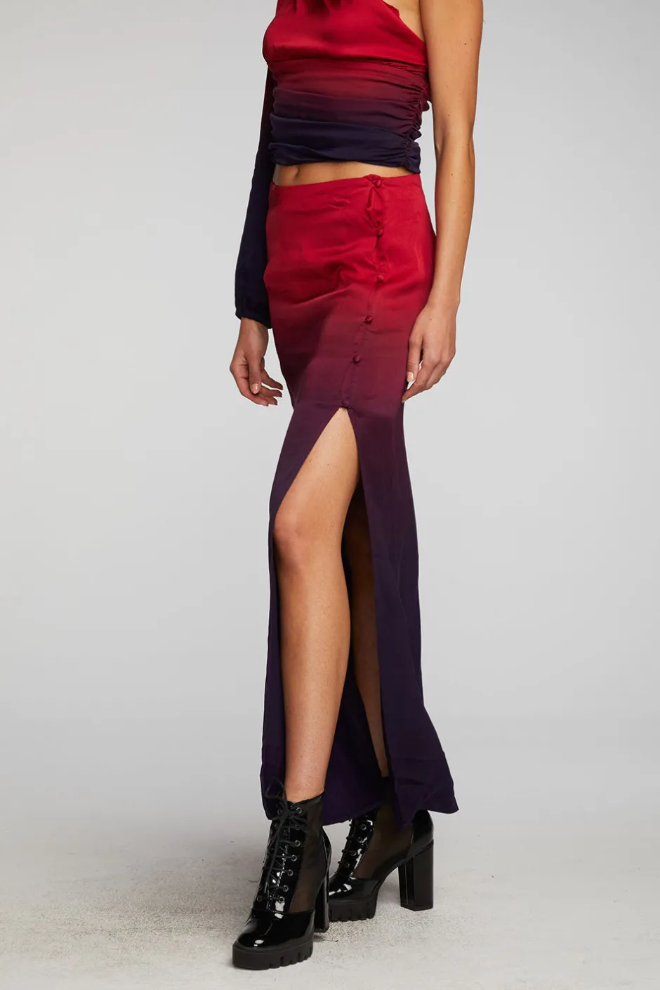 Women Chaser Brand Stretch Silky Woven Midi Skirt