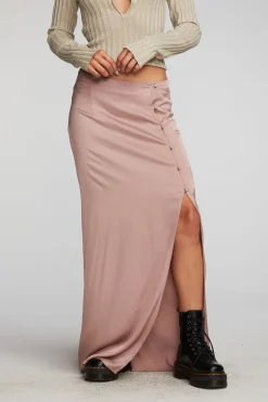 Women Chaser Brand Stretch Silky Woven Midi Skirt