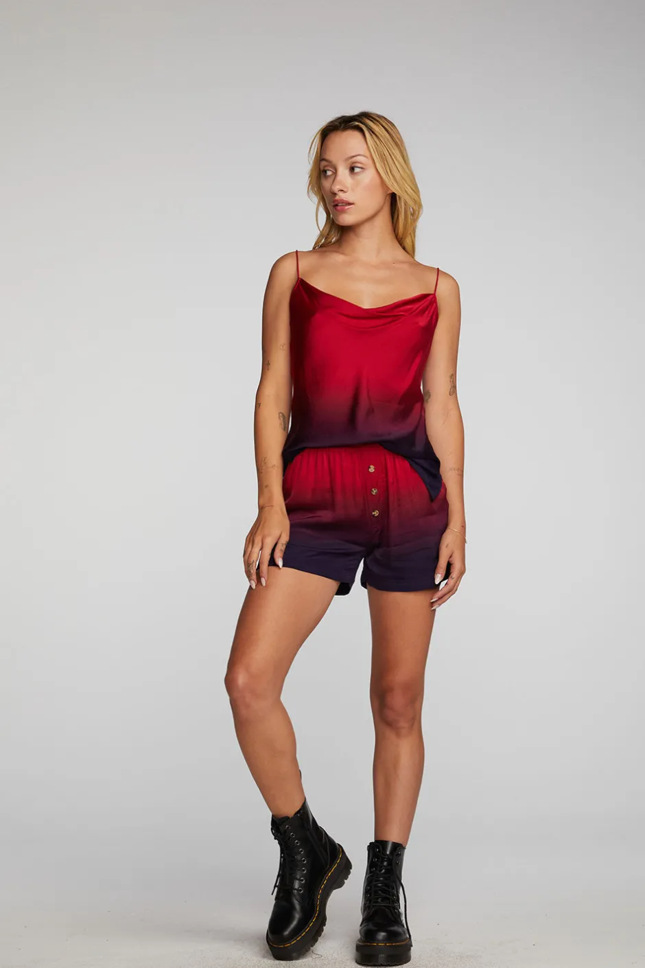 Women Chaser Brand Stretch Silky Woven Tank Top