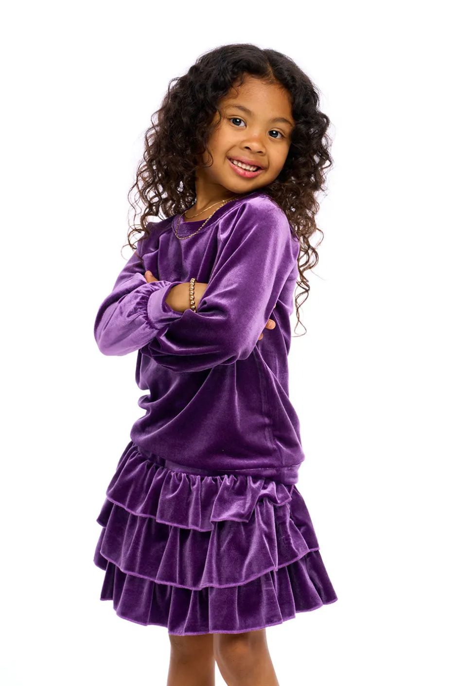 Kids Chaser Brand Stretch Velvet Blouson Sleeve Raglan
