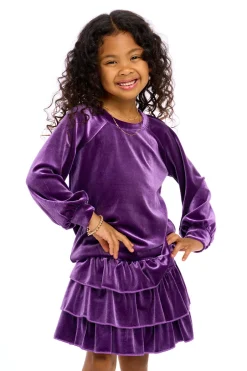 Kids Chaser Brand Stretch Velvet Blouson Sleeve Raglan