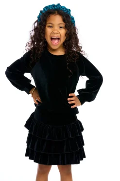 Kids Chaser Brand Stretch Velvet Blouson Sleeve Raglan