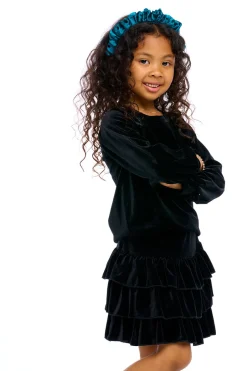 Kids Chaser Brand Stretch Velvet Blouson Sleeve Raglan
