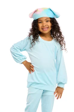 Kids Chaser Brand Stretch Velvet Blouson Sleeve Raglan