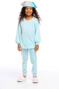 Kids Chaser Brand Stretch Velvet Blouson Sleeve Raglan
