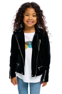 Kids Chaser Brand Stretch Velvet Moto Jacket