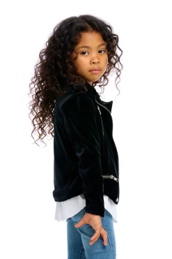 Kids Chaser Brand Stretch Velvet Moto Jacket