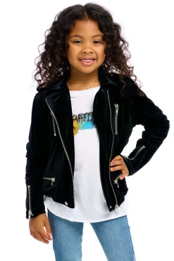 Kids Chaser Brand Stretch Velvet Moto Jacket